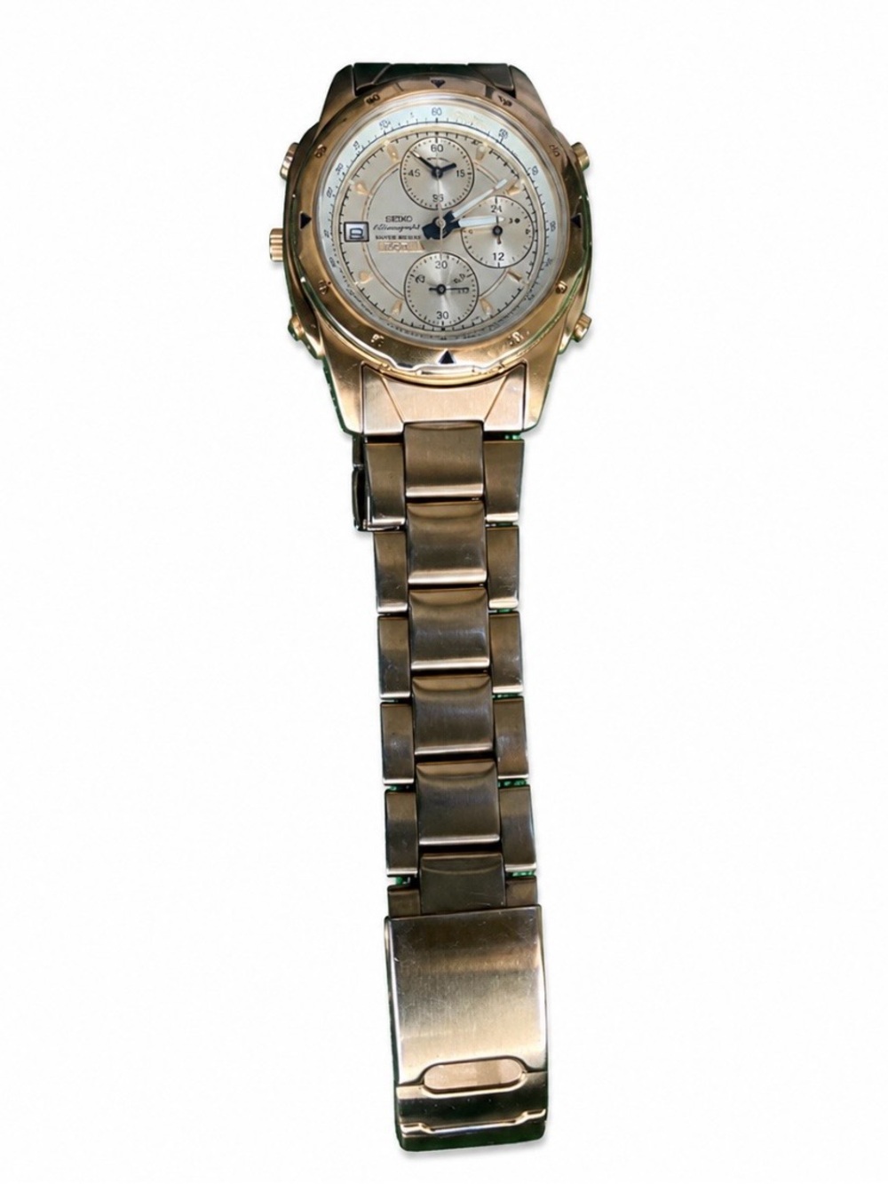 Vintage Seiko Chronograph Alarm 7T32 Gold Tone Watch | Rare 90s Seiko | $180 OBO - Picture 3 of 7